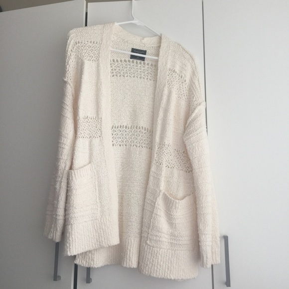 Abercrombie & Fitch Sweaters - Abercrombie & Fitch Cream Pointelle Open Cardigan
